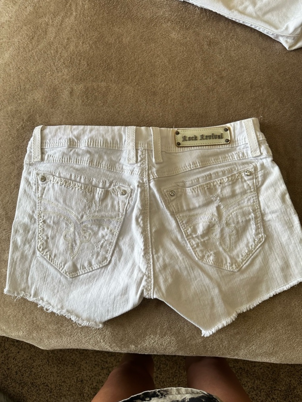 Rock Revival White Distressed Denim Cutoff Shorts - Picture 2 of 2
